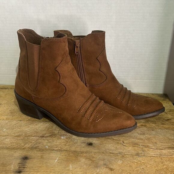 Carlos by Carlos Santana Montana brown Western Boots cowgirl riding booties - Picture 3 of 8